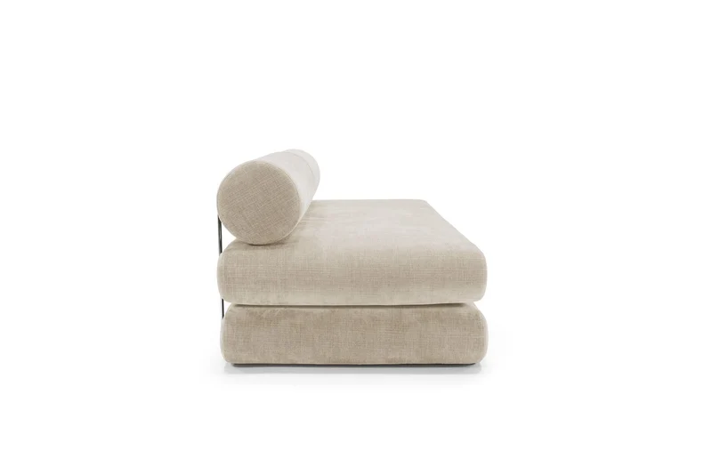 Canapé convertible avec deux coussins ronds en polyester recyclé beige 200x90x65cm Circlus - Inovation Living