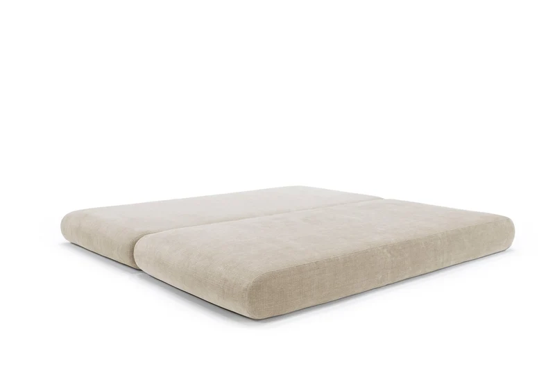 Canapé convertible avec deux coussins ronds en polyester recyclé beige 200x90x65cm Circlus - Inovation Living
