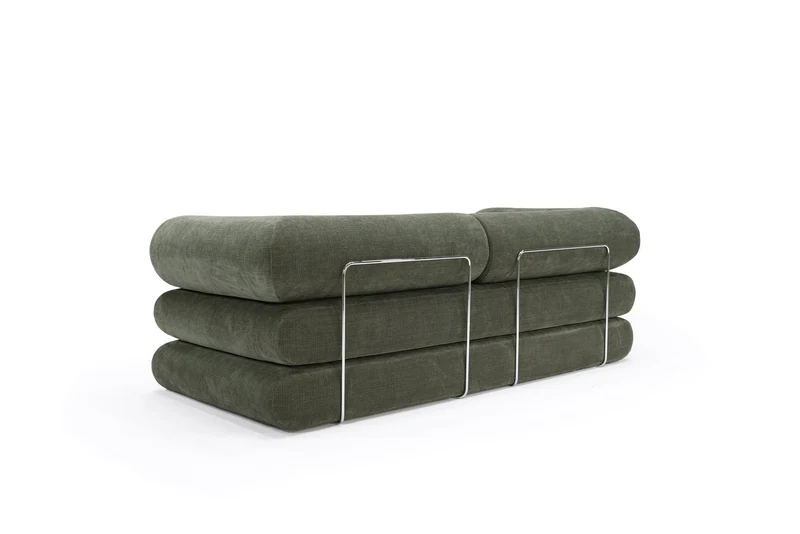 Canapé convertible avec deux coussins d'angles en polyester recyclé kaki 200x90x65cm Circlus - Inovation Living