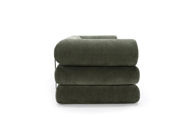 Canapé convertible avec deux coussins d'angles en polyester recyclé kaki 200x90x65cm Circlus - Inovation Living