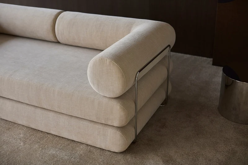 Canapé convertible avec deux coussins d'angles en polyester recyclé kaki 200x90x65cm Circlus - Inovation Living