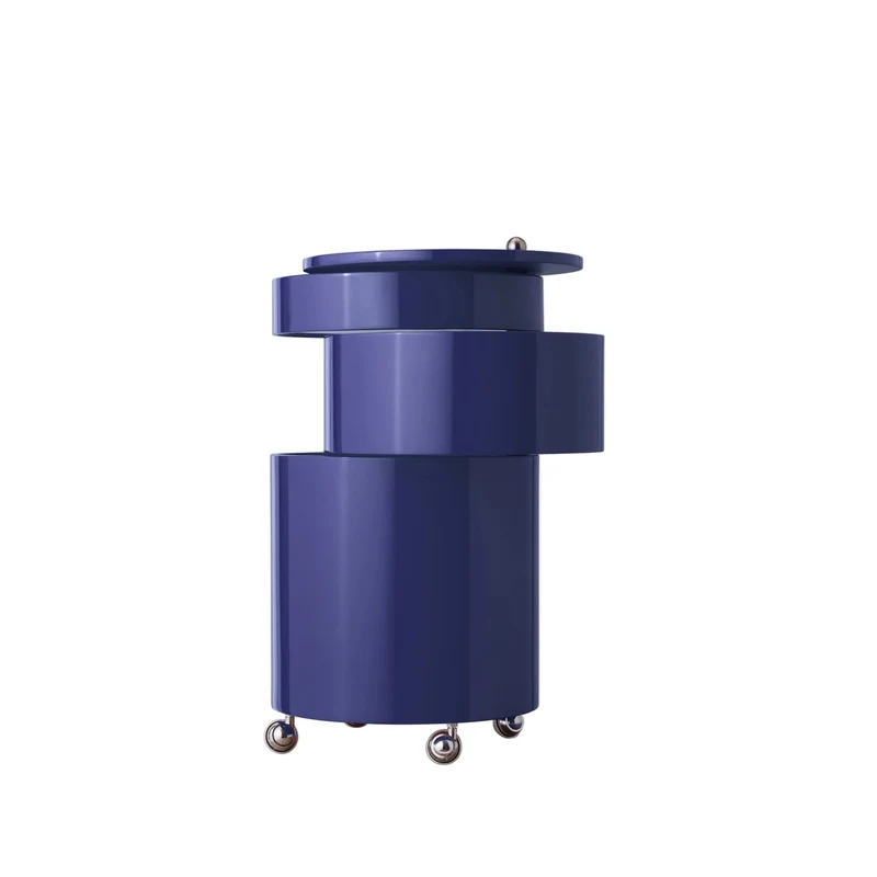 Table d'appoint sur roues en bois moulé deep blue Barboy - Verpan