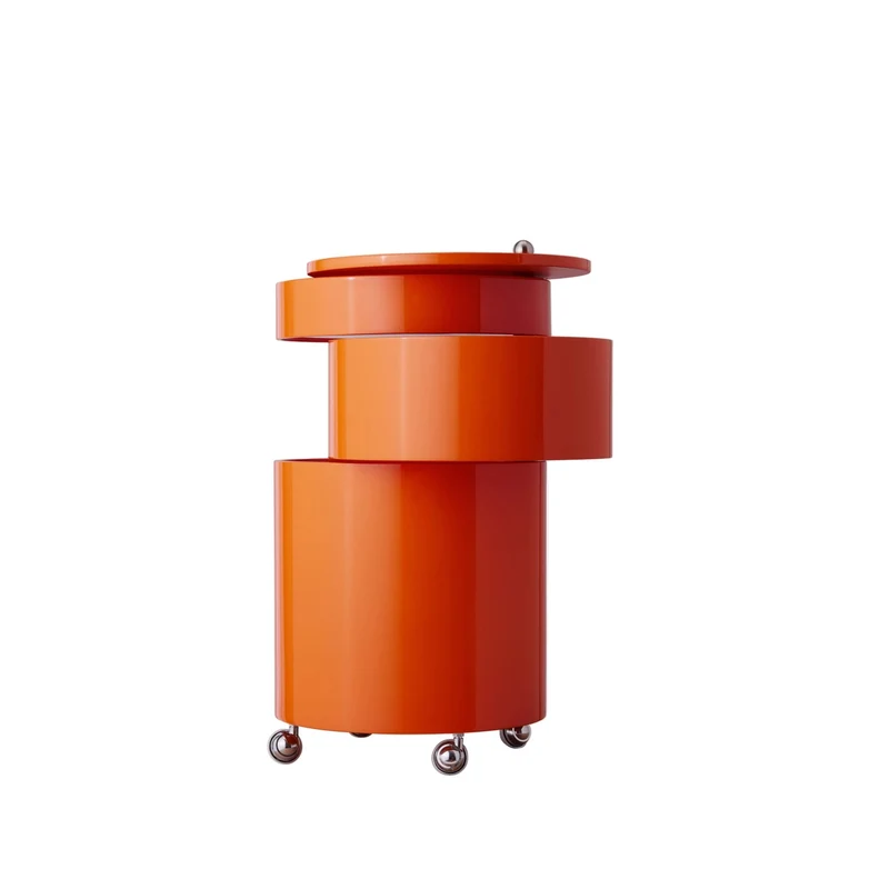 Table d'appoint sur roues en bois moulé orange fraiche Barboy - Verpan
