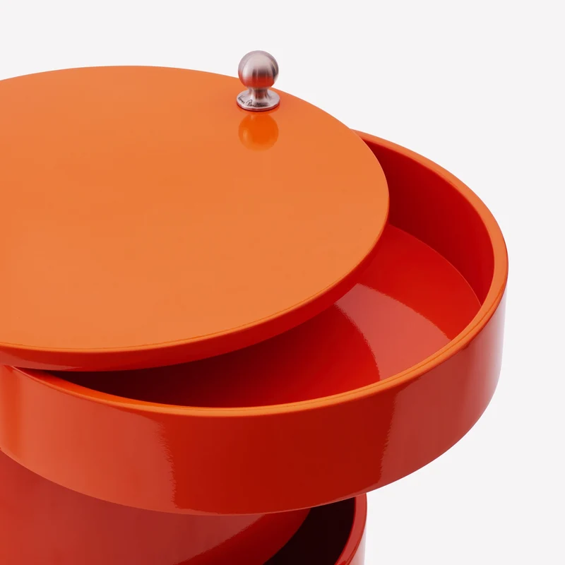 Table d'appoint sur roues en bois moulé orange fraiche Barboy - Verpan