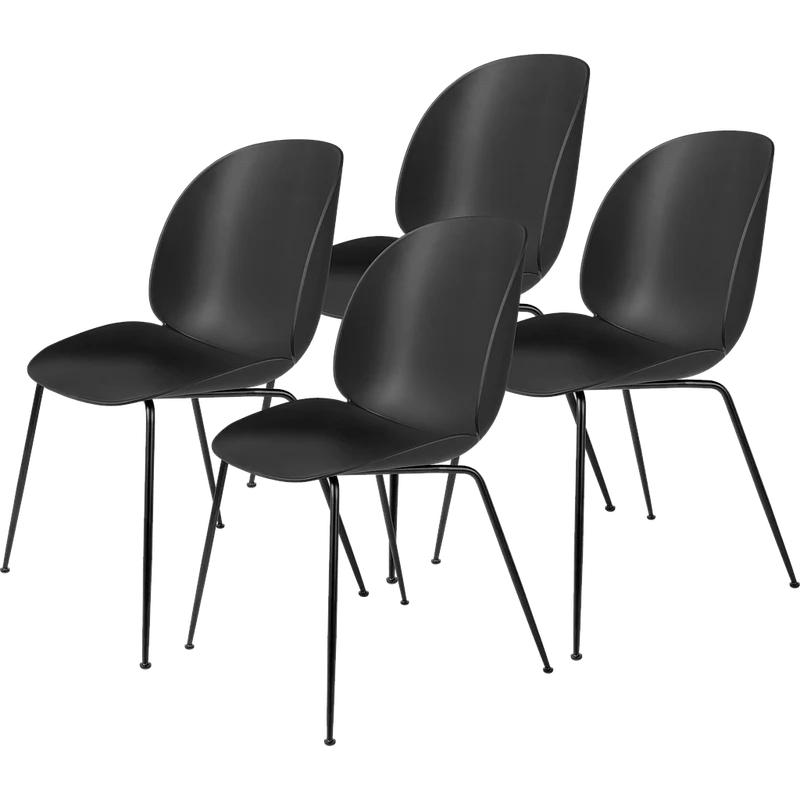 4 chaises en plastique beige et acier noir mat 55x56x87cm Beetle - Gubi