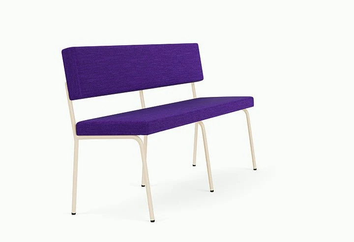 Banc avec dossier 2 places en acier beige et tissu violet Monday - Fest Amsterdam