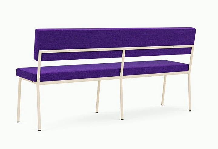 Banc avec dossier 2 places en acier beige et tissu violet Monday - Fest Amsterdam