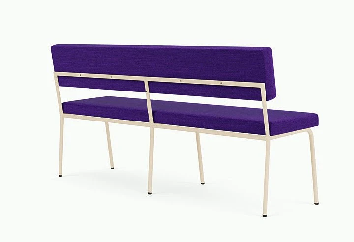 Banc avec dossier 2 places en acier beige et tissu violet Monday - Fest Amsterdam
