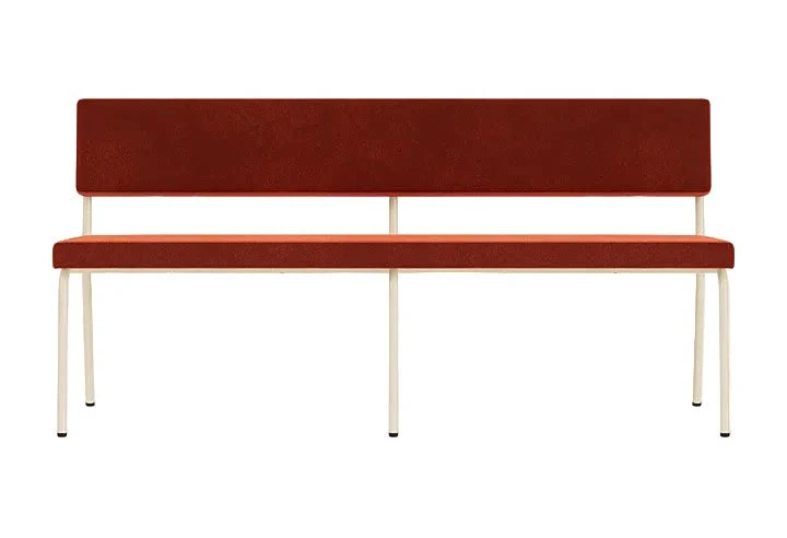 Banc avec dossier 2 places en acier beige et tissu rouge Monday - Fest Amsterdam