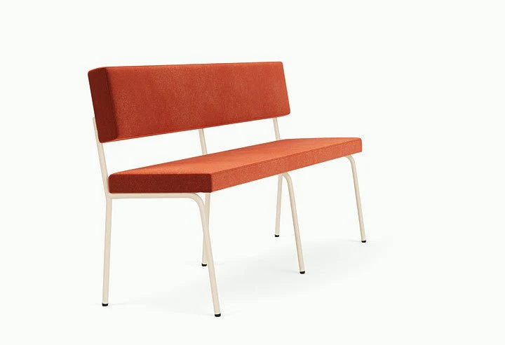Banc avec dossier 2 places en acier beige et tissu rouge Monday - Fest Amsterdam