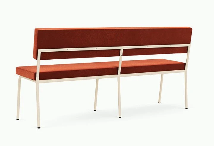 Banc avec dossier 2 places en acier beige et tissu rouge Monday - Fest Amsterdam