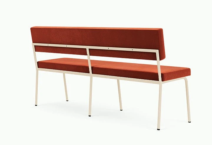 Banc avec dossier 2 places en acier beige et tissu rouge Monday - Fest Amsterdam