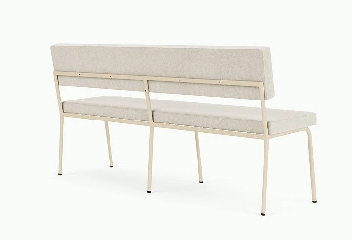 Banc avec dossier 2 places en acier beige et tissu beige naturel Monday - Fest Amsterdam