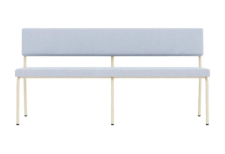 Banc avec dossier 2 places en acier beige et tissu bleu glacé Monday - Fest Amsterdam