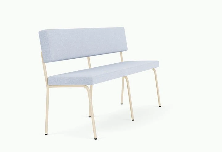 Banc avec dossier 2 places en acier beige et tissu bleu glacé Monday - Fest Amsterdam