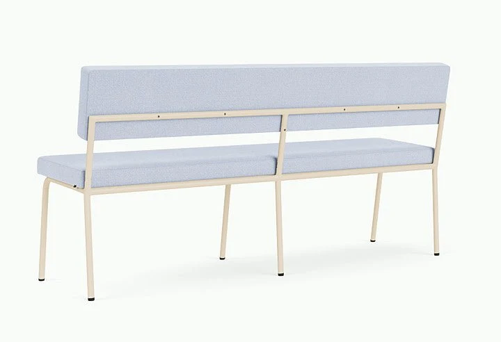Banc avec dossier 2 places en acier beige et tissu bleu glacé Monday - Fest Amsterdam