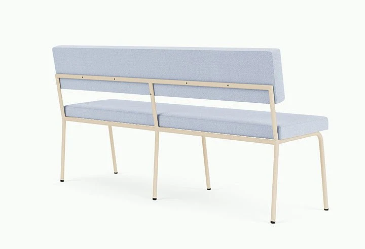 Banc avec dossier 2 places en acier beige et tissu bleu glacé Monday - Fest Amsterdam
