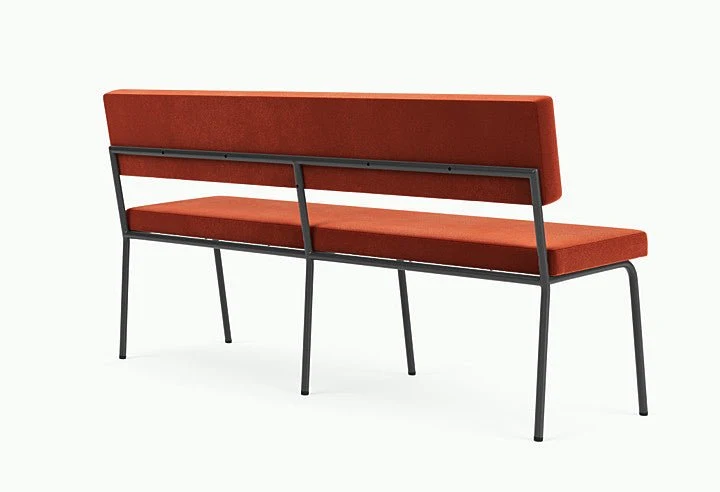 Banc avec dossier 2 places en acier noir et tissu rouge Monday - Fest Amsterdam