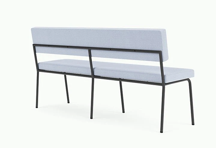 Banc avec dossier 2 places en acier noir et tissu bleu glacé Monday - Fest Amsterdam