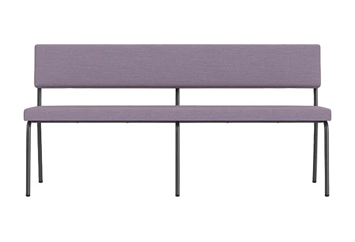 Banc avec dossier 2 places en acier noir et tissu violet Monday - Fest Amsterdam