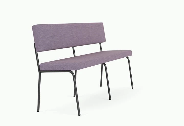 Banc avec dossier 2 places en acier noir et tissu violet Monday - Fest Amsterdam