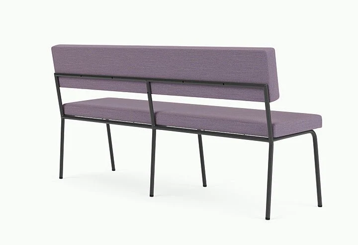 Banc avec dossier 2 places en acier noir et tissu violet Monday - Fest Amsterdam