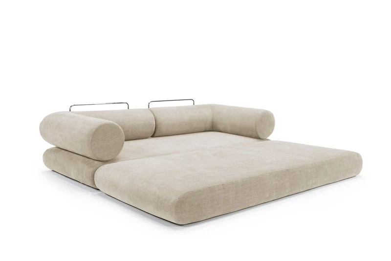 Canapé convertible avec deux coussins d'angles en polyester recyclé beige 200x90x65cm Circlus - Inovation Living