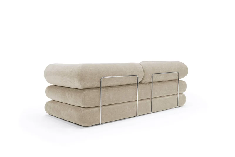 Canapé convertible avec deux coussins d'angles en polyester recyclé beige 200x90x65cm Circlus - Inovation Living