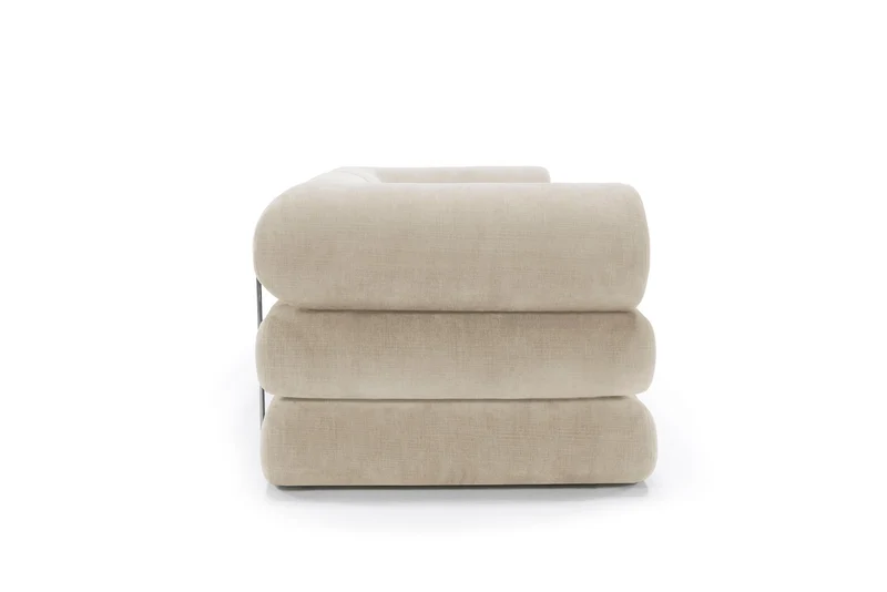 Canapé convertible avec deux coussins d'angles en polyester recyclé beige 200x90x65cm Circlus - Inovation Living