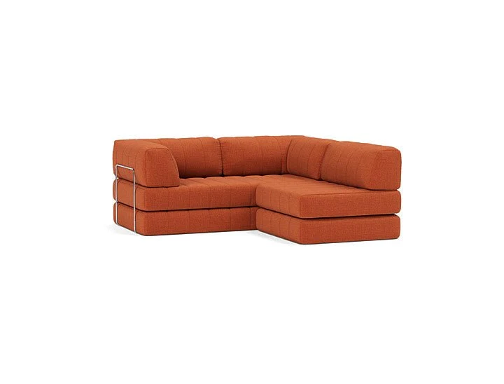 Canapé convertible en polyester recyclé orange 312x104x77cm Cozypad - Innovation living