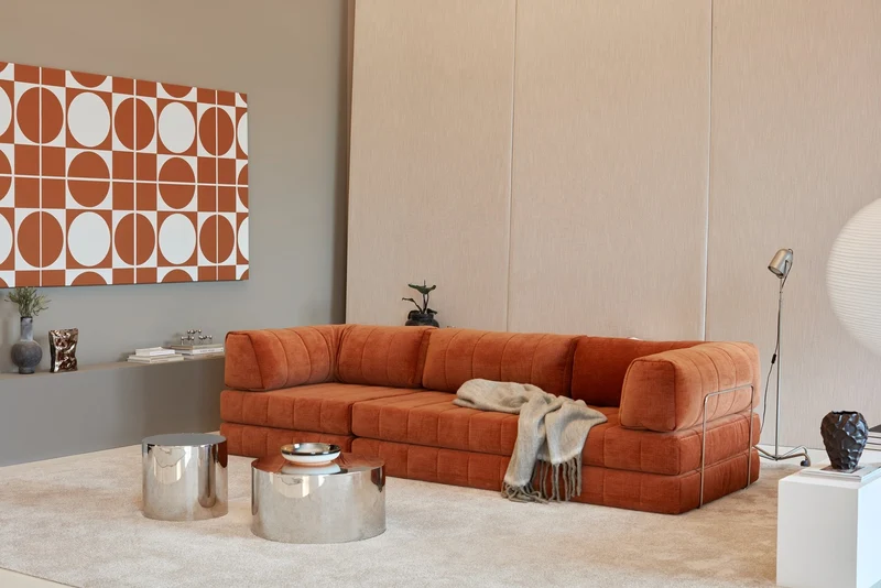 Canapé convertible en polyester recyclé marron 312x104x77cm Cozypad - Innovation living