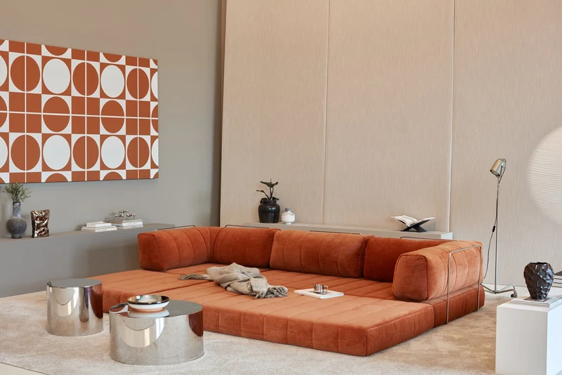 Canapé convertible en polyester recyclé marron 312x104x77cm Cozypad - Innovation living