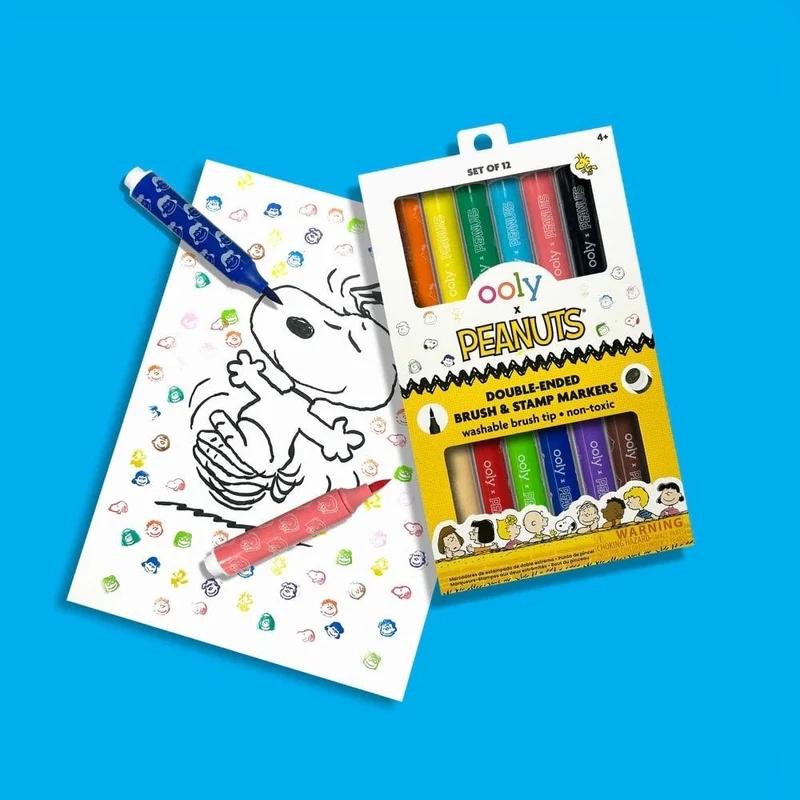 OOLYx PEANUTS DOUBLE ENDED BRUSH + STAMP MARKERS (4 YEARS+)