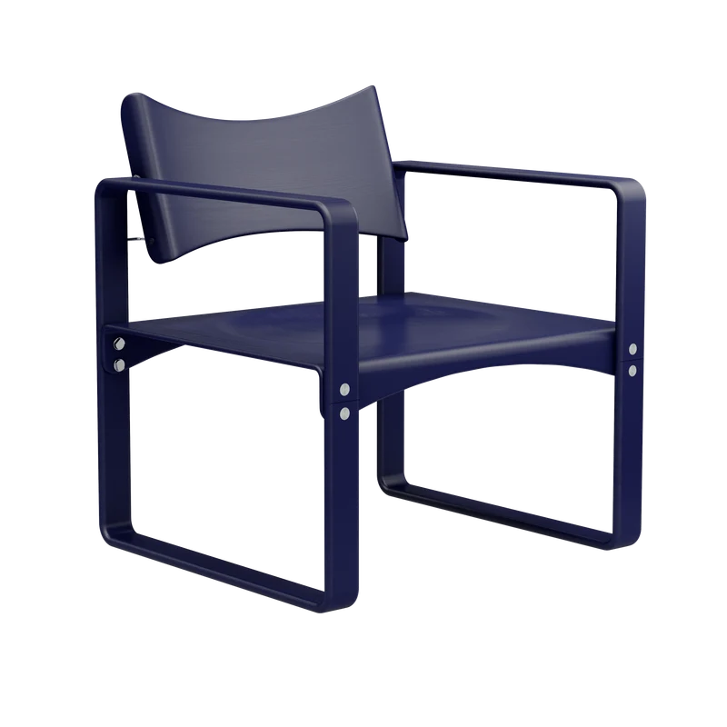 Fauteuil en bouleau laqué bleu 65,5x60x74cm 270F - Verpan