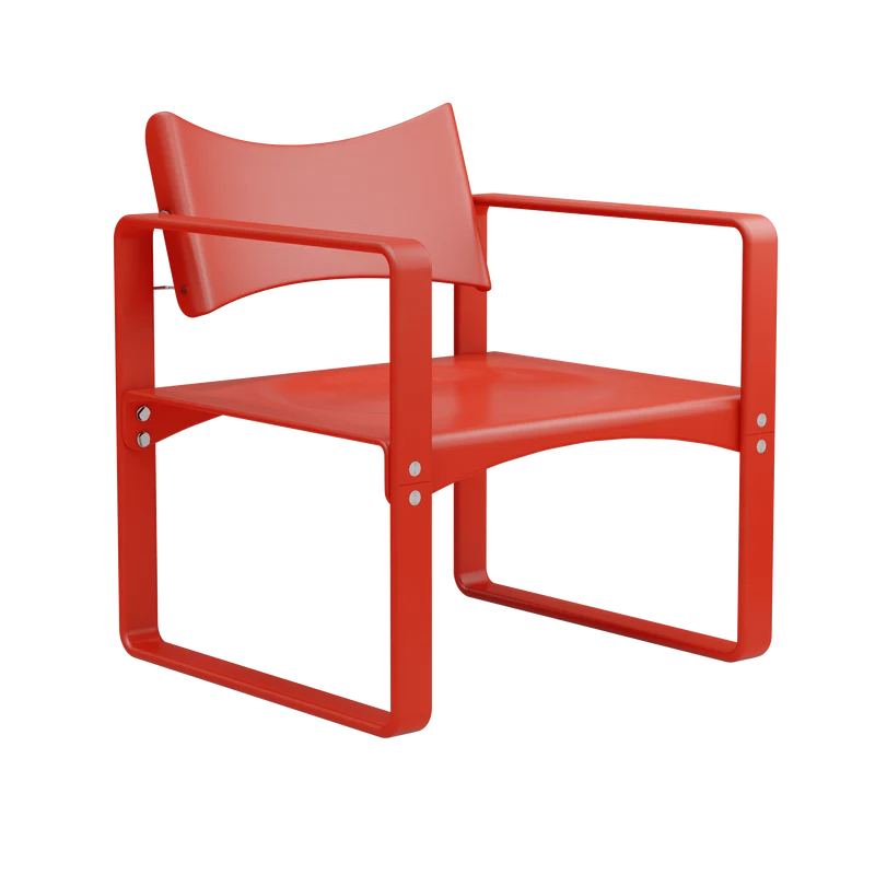 Fauteuil en bouleau laqué rouge 65,5x60x74cm 270F - Verpan