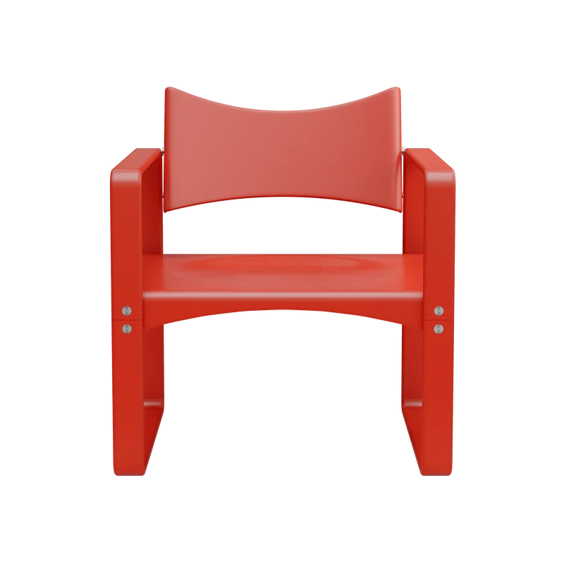 Fauteuil en bouleau laqué rouge 65,5x60x74cm 270F - Verpan