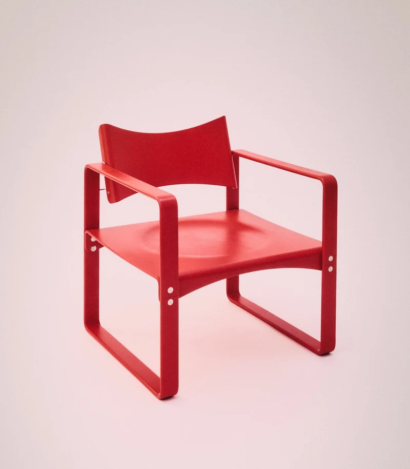 Fauteuil en bouleau laqué rouge 65,5x60x74cm 270F - Verpan