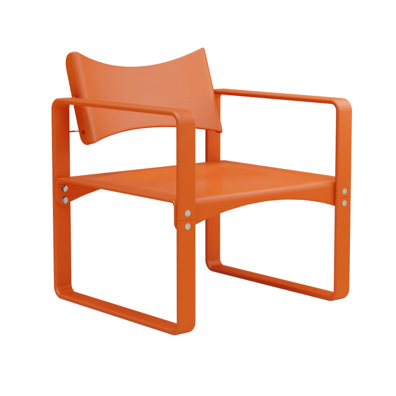 Fauteuil en bouleau laqué orange 65,5x60x74cm 270F - Verpan