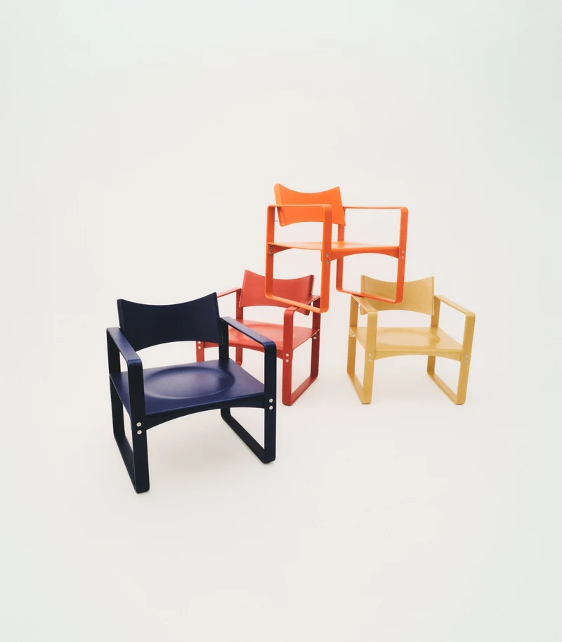 Fauteuil en bouleau laqué orange 65,5x60x74cm 270F - Verpan