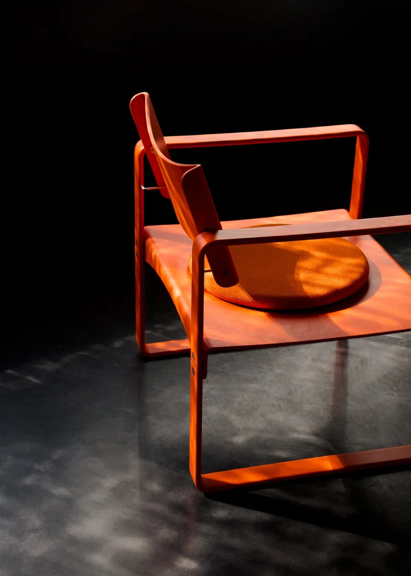 Fauteuil en bouleau laqué orange 65,5x60x74cm 270F - Verpan