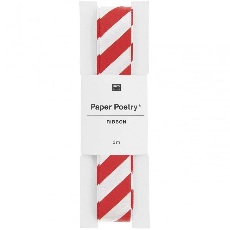 CANDY STRIPE RIBBON - RED + WHITE