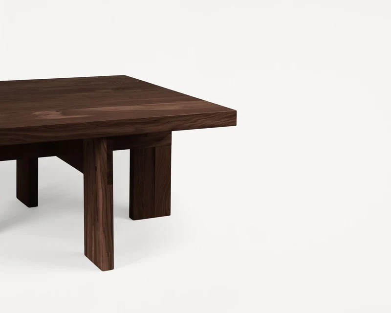 Table basse carrée style ferme en chêne marron foncé 70 x 70 x 37 cm Farmhouse - Frama