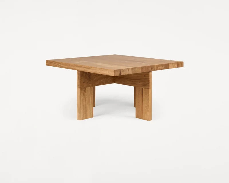Table basse carrée style ferme en chêne naturel 70 x 70 x 37 cm Farmhouse - Frama