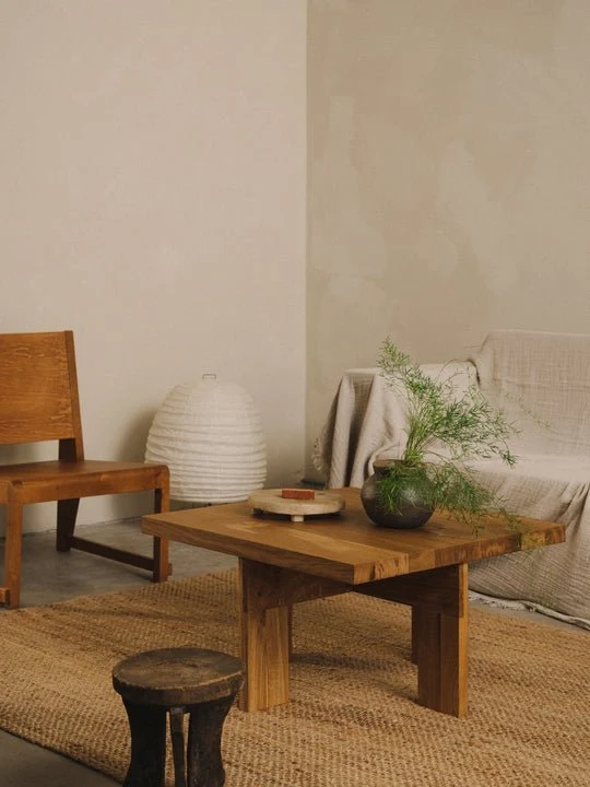 Table basse carrée style ferme en chêne naturel 70 x 70 x 37 cm Farmhouse - Frama