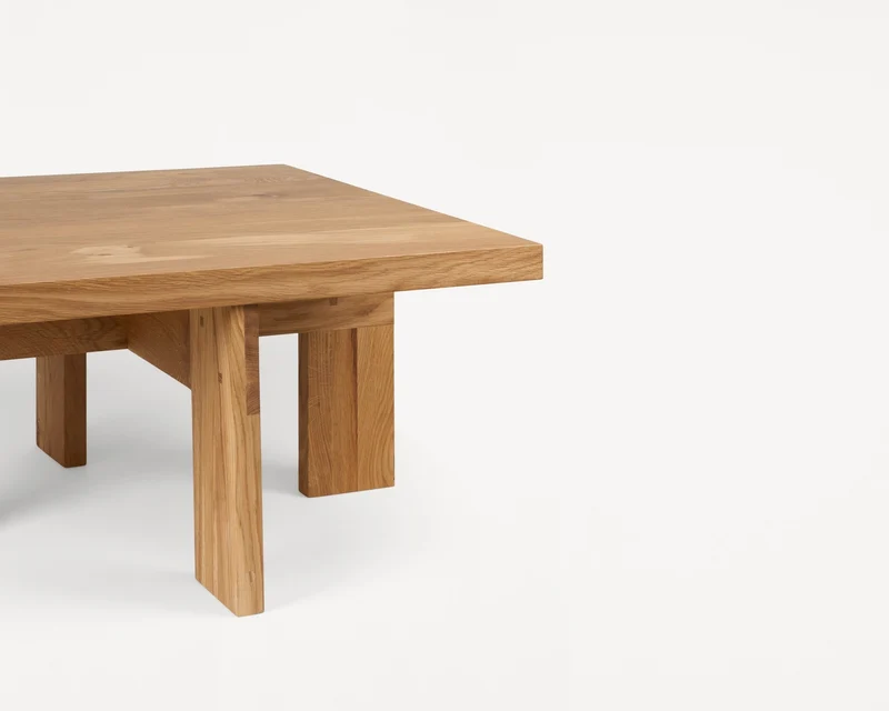 Table basse carrée style ferme en chêne naturel 70 x 70 x 37 cm Farmhouse - Frama