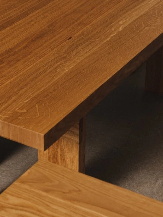 Table basse carrée style ferme en chêne naturel 70 x 70 x 37 cm Farmhouse - Frama