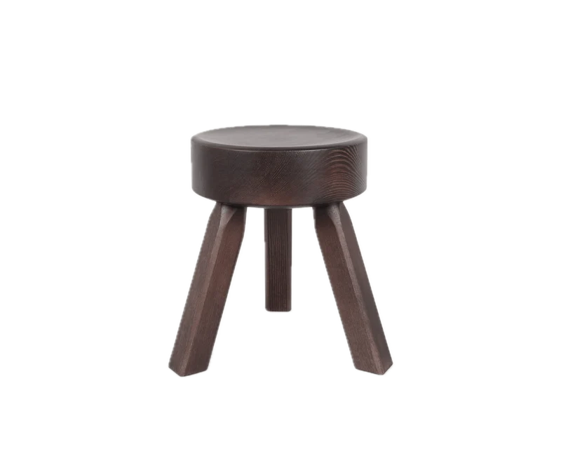 Tabouret rond en pin marron foncé 32,5 x 30,5 x 32,5 cm AML - Frama
