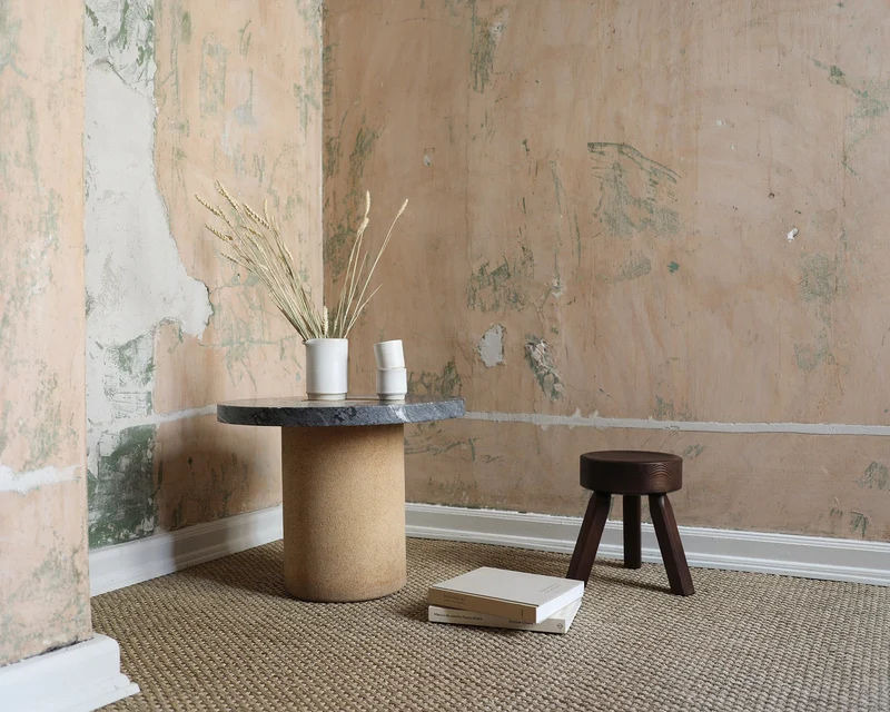 Tabouret rond en pin marron foncé 32,5 x 30,5 x 32,5 cm AML - Frama