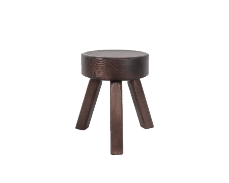 Tabouret rond en pin marron foncé 32,5 x 30,5 x 32,5 cm AML - Frama