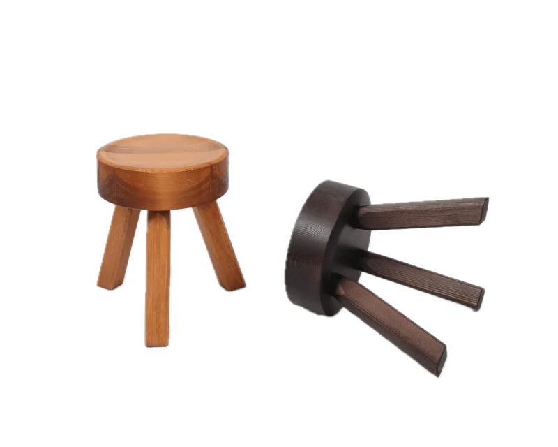 Tabouret rond en pin marron foncé 32,5 x 30,5 x 32,5 cm AML - Frama